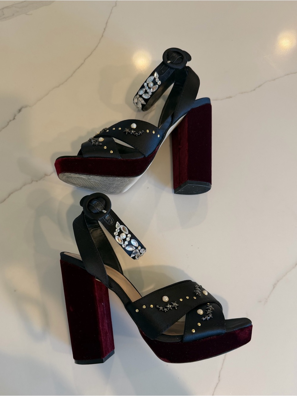 Mix No 6 Velvet Embellished Heels